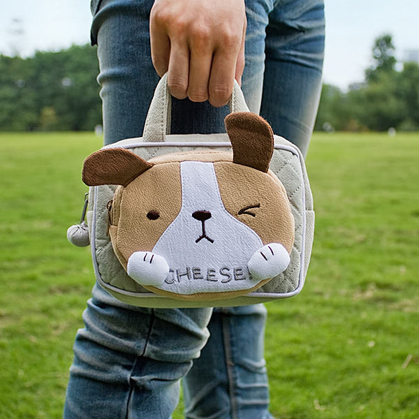 [Cheese Dog] Embroidered Applique Kids Mini Handbag / Cosmetic Bag / Hand Purse Wallet (5.9*3.9*1.2)
