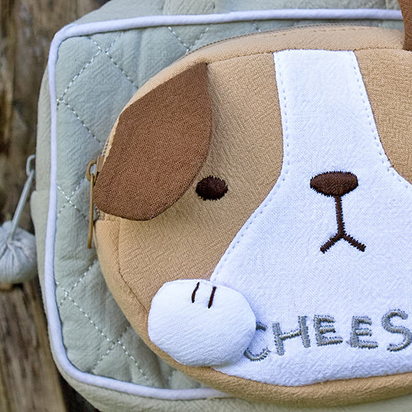 [Cheese Dog] Embroidered Applique Kids Mini Handbag / Cosmetic Bag / Hand Purse Wallet (5.9*3.9*1.2)