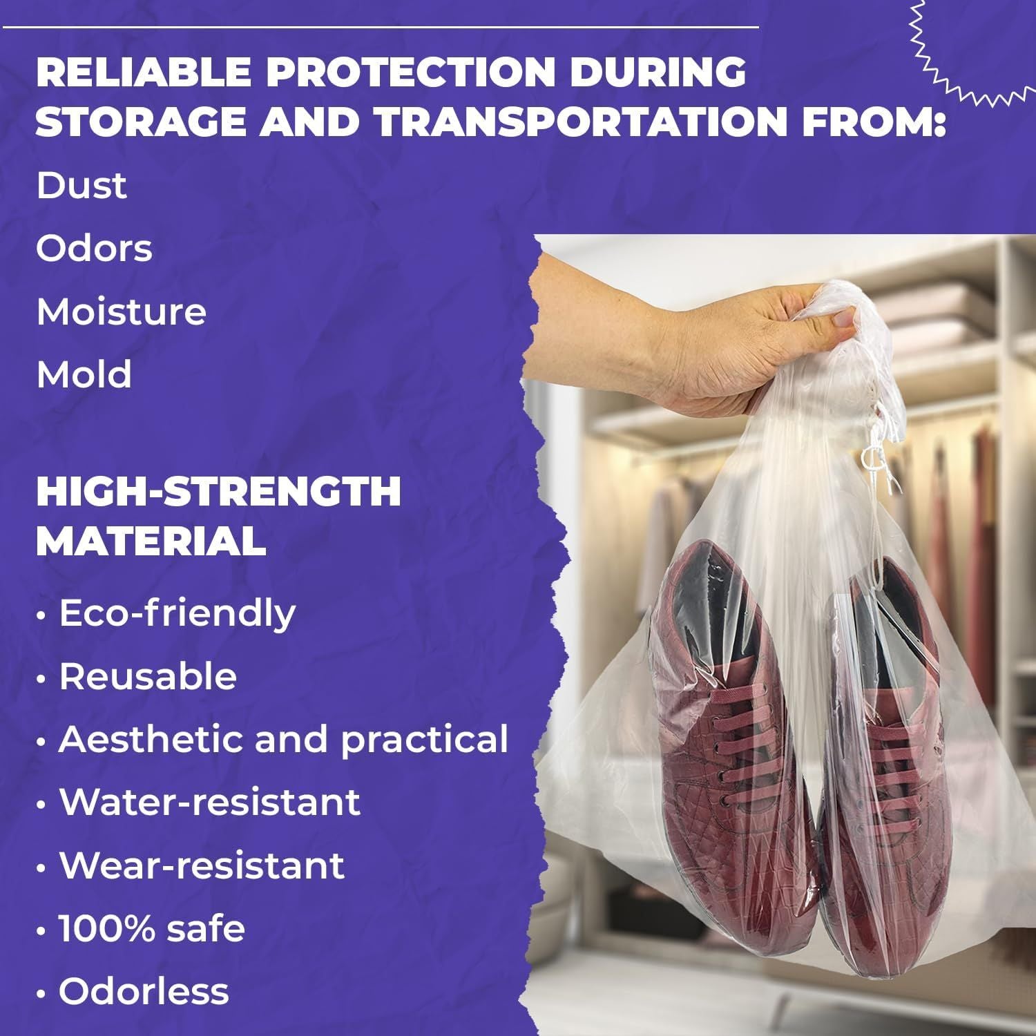 Clear Drawstring Bag, 10 x 14 Inches. Pack of 50 Clear Plastic Drawstring Bags. 2 Mil Drawstring Clear Plastic Bags. Waterproof Clear Plastic Bags Drawstring for Cosmetics, Toiletries