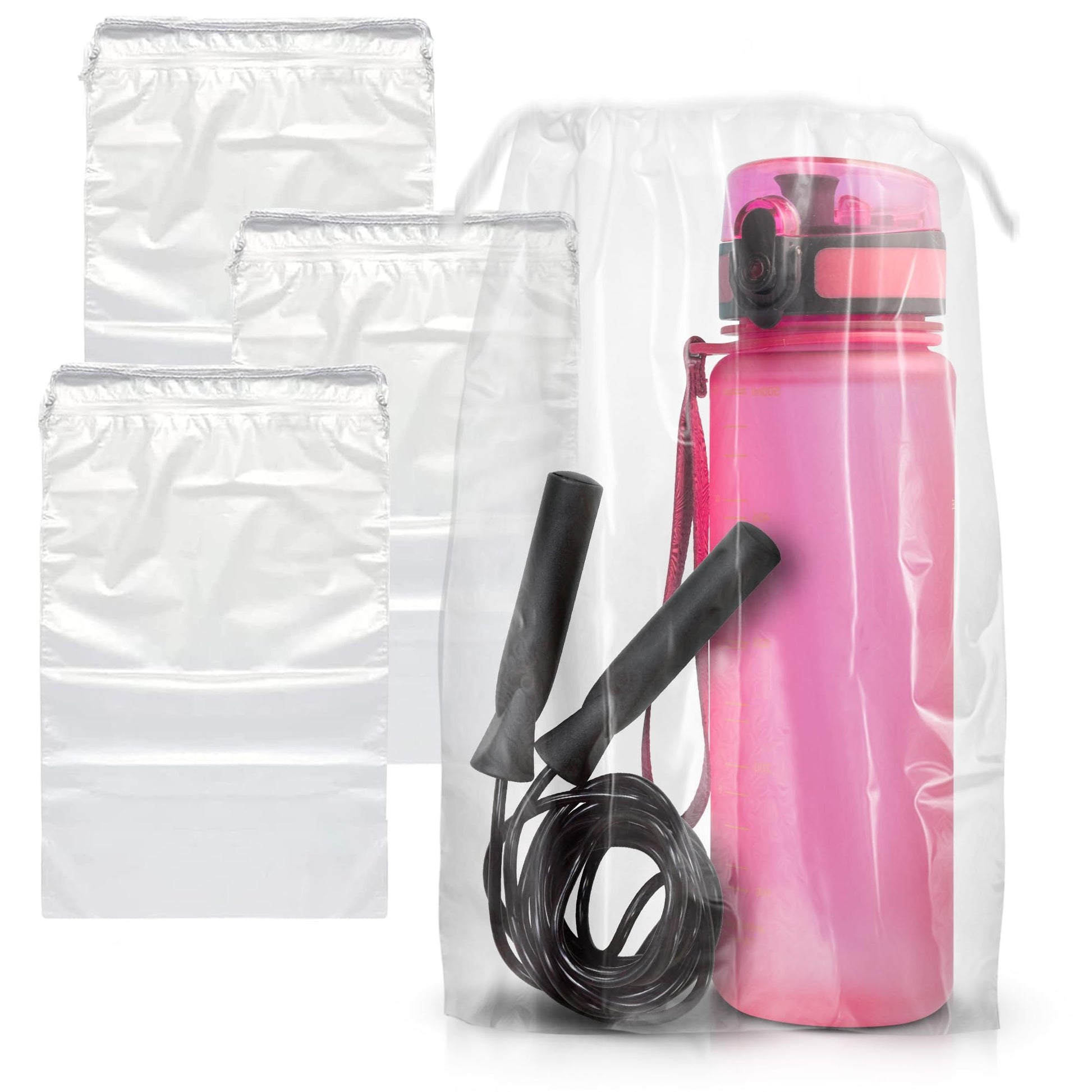 Clear Drawstring Bag, 6 x 10 Inches. Pack of 50 Clear Plastic Drawstring Bags. 2 Mil Drawstring Clear Plastic Bags. Waterproof Clear Plastic Bags Drawstring for Cosmetics, Toiletries