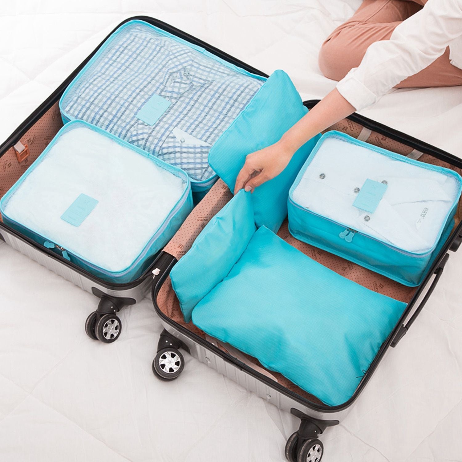 9Pcs/Set Clothes Storage Bags Water-Resistant Travel Luggage Organizer Clothing Packing Cubes for Blouse Hosiery Stocking Underwear