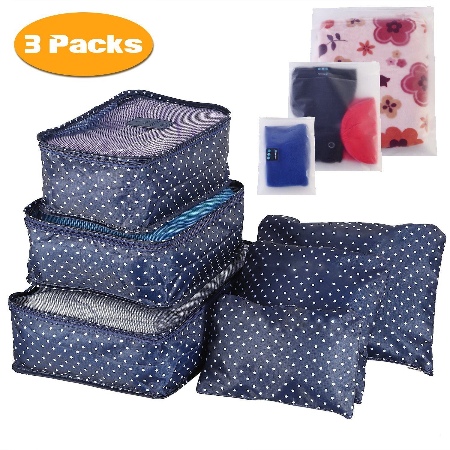 9Pcs/Set Clothes Storage Bags Water-Resistant Travel Luggage Organizer Clothing Packing Cubes for Blouse Hosiery Stocking Underwear