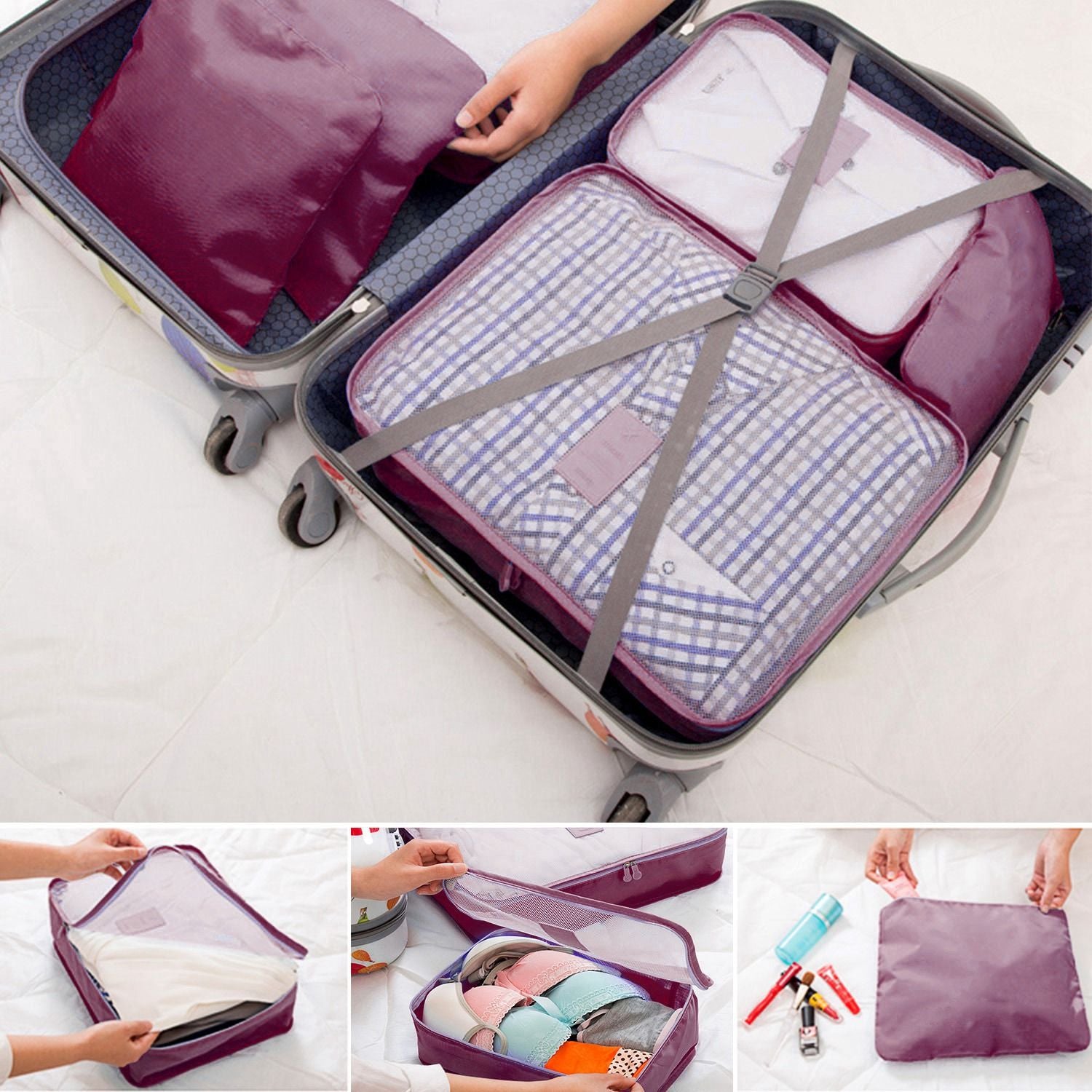 9Pcs/Set Clothes Storage Bags Water-Resistant Travel Luggage Organizer Clothing Packing Cubes for Blouse Hosiery Stocking Underwear