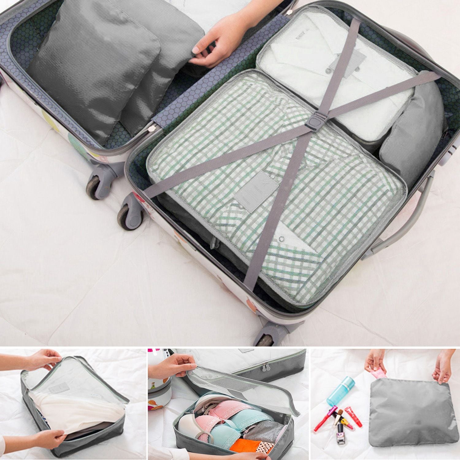 9Pcs/Set Clothes Storage Bags Water-Resistant Travel Luggage Organizer Clothing Packing Cubes for Blouse Hosiery Stocking Underwear