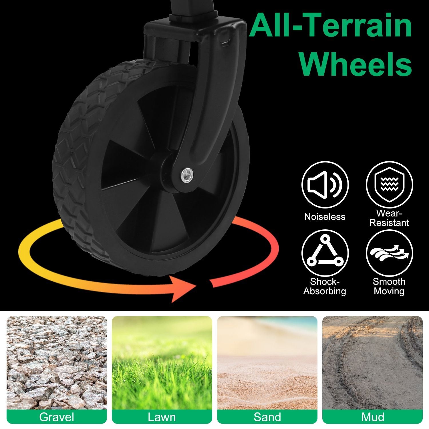5in Wheel No Brake 100L Collapsible Folding Wagon Cart With Adjustable Handle 220LBS Load Capacity Heavy Duty Foldable Utility Outdoor Wagon For Camping Shopping Garden